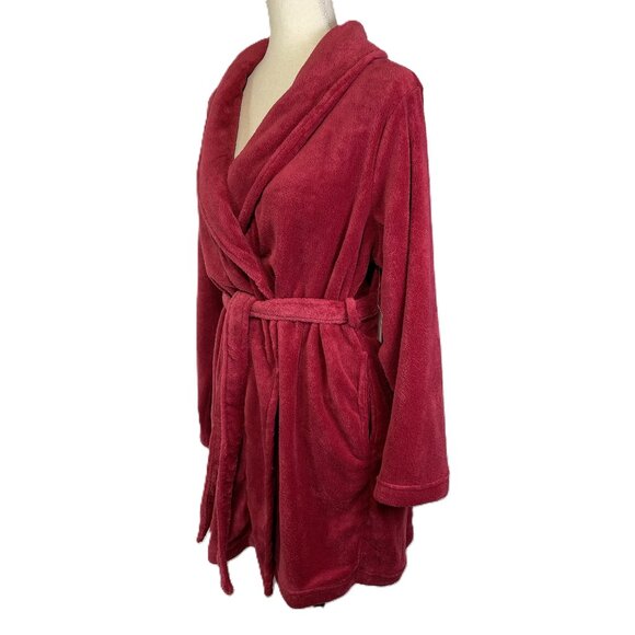 NWT Great Northwest Sleepwear Lounge Robe Heavyweight Plush Red Burgundy Size M - Picture 2 of 15